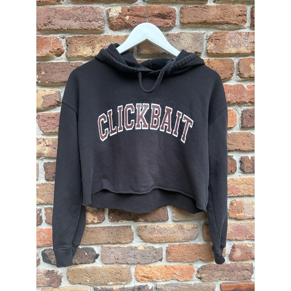 Clickbait Black Hoodie Women Size Small crpped light weight cotton no pockets